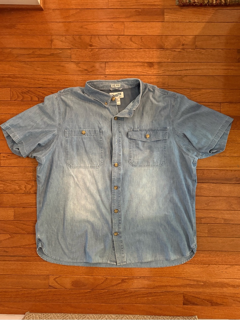 Duluth Trading Co Light Denim Short-Sleeve Button-Down Shirt size XXL